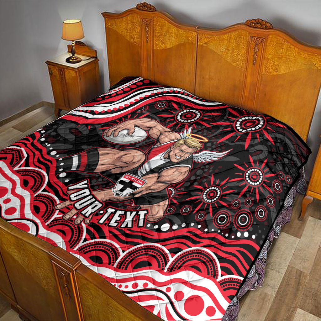 Personalized St Kilda Saints Footy Mascot Quilt Aboriginal Dot Art - Dreamtime Football Mascot