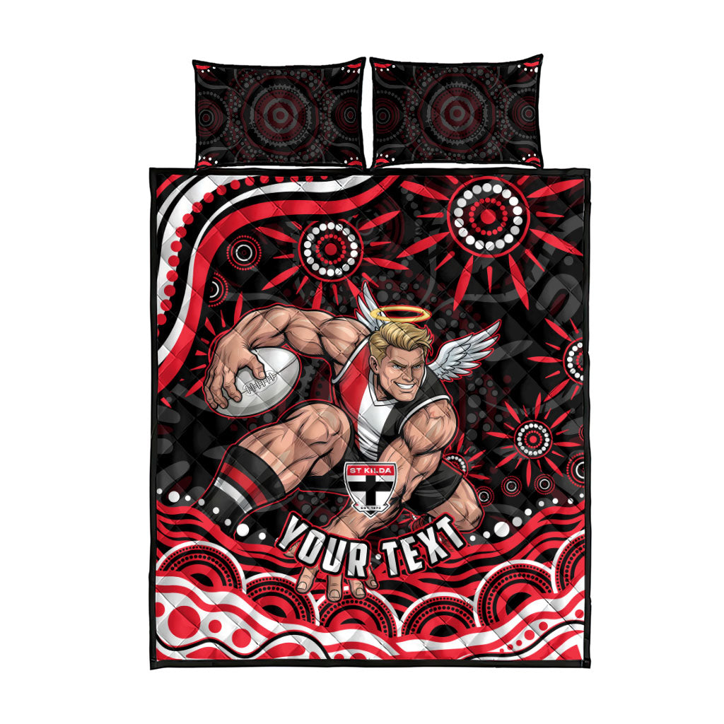 Personalized St Kilda Saints Footy Mascot Quilt Bed Set Aboriginal Dot Art - Dreamtime Football Mascot