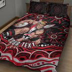 Personalized St Kilda Saints Footy Mascot Quilt Bed Set Aboriginal Dot Art - Dreamtime Football Mascot