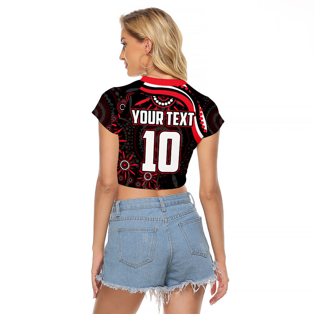 Personalized St Kilda Saints Footy Mascot Raglan Cropped T Shirt Aboriginal Dot Art - Dreamtime Football Mascot