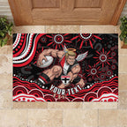 Personalized St Kilda Saints Footy Mascot Rubber Doormat Aboriginal Dot Art - Dreamtime Football Mascot