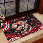 Personalized St Kilda Saints Footy Mascot Rubber Doormat Aboriginal Dot Art - Dreamtime Football Mascot