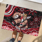Personalized St Kilda Saints Footy Mascot Rubber Doormat Aboriginal Dot Art - Dreamtime Football Mascot