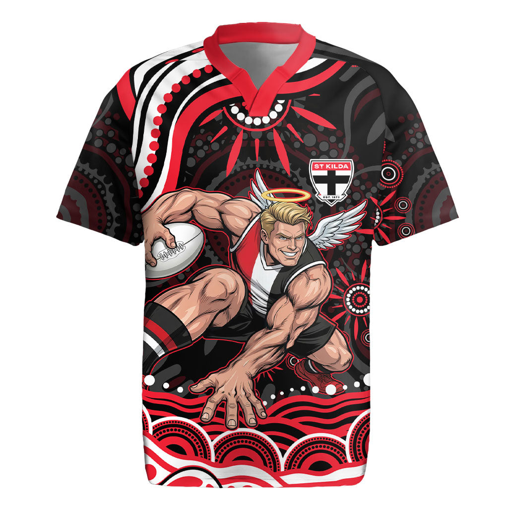 Personalized St Kilda Saints Footy Mascot Rugby Jersey Aboriginal Dot Art - Dreamtime Football Mascot