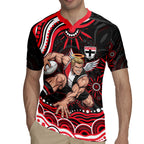 Personalized St Kilda Saints Footy Mascot Rugby Jersey Aboriginal Dot Art - Dreamtime Football Mascot