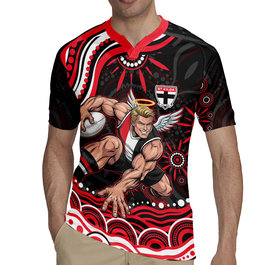 Personalized St Kilda Saints Footy Mascot Rugby Jersey Aboriginal Dot Art - Dreamtime Football Mascot