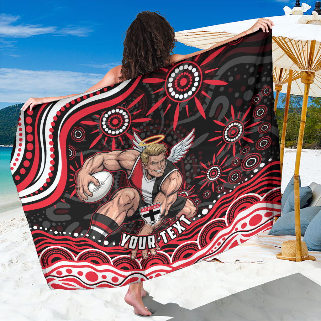 Personalized St Kilda Saints Footy Mascot Sarong Aboriginal Dot Art - Dreamtime Football Mascot
