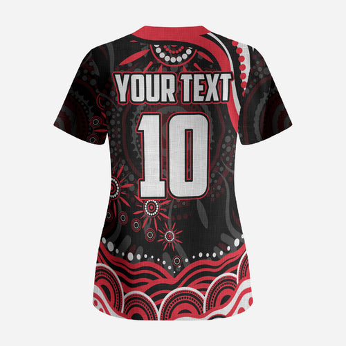 Personalized St Kilda Saints Footy Mascot Scrub Top Aboriginal Dot Art - Dreamtime Football Mascot