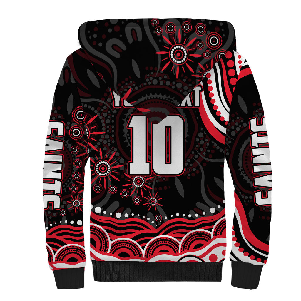 Personalized St Kilda Saints Footy Mascot Sherpa Hoodie Aboriginal Dot Art - Dreamtime Football Mascot