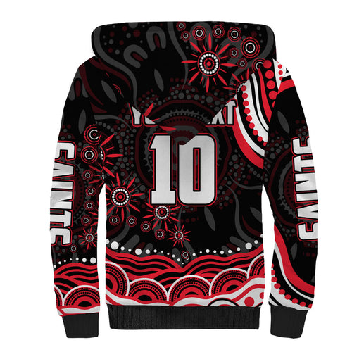 Personalized St Kilda Saints Footy Mascot Sherpa Hoodie Aboriginal Dot Art - Dreamtime Football Mascot