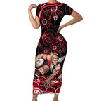Personalized St Kilda Saints Footy Mascot Short Sleeve Bodycon Dress Aboriginal Dot Art - Dreamtime Football Mascot