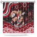 Personalized St Kilda Saints Footy Mascot Shower Curtain Aboriginal Dot Art - Dreamtime Football Mascot