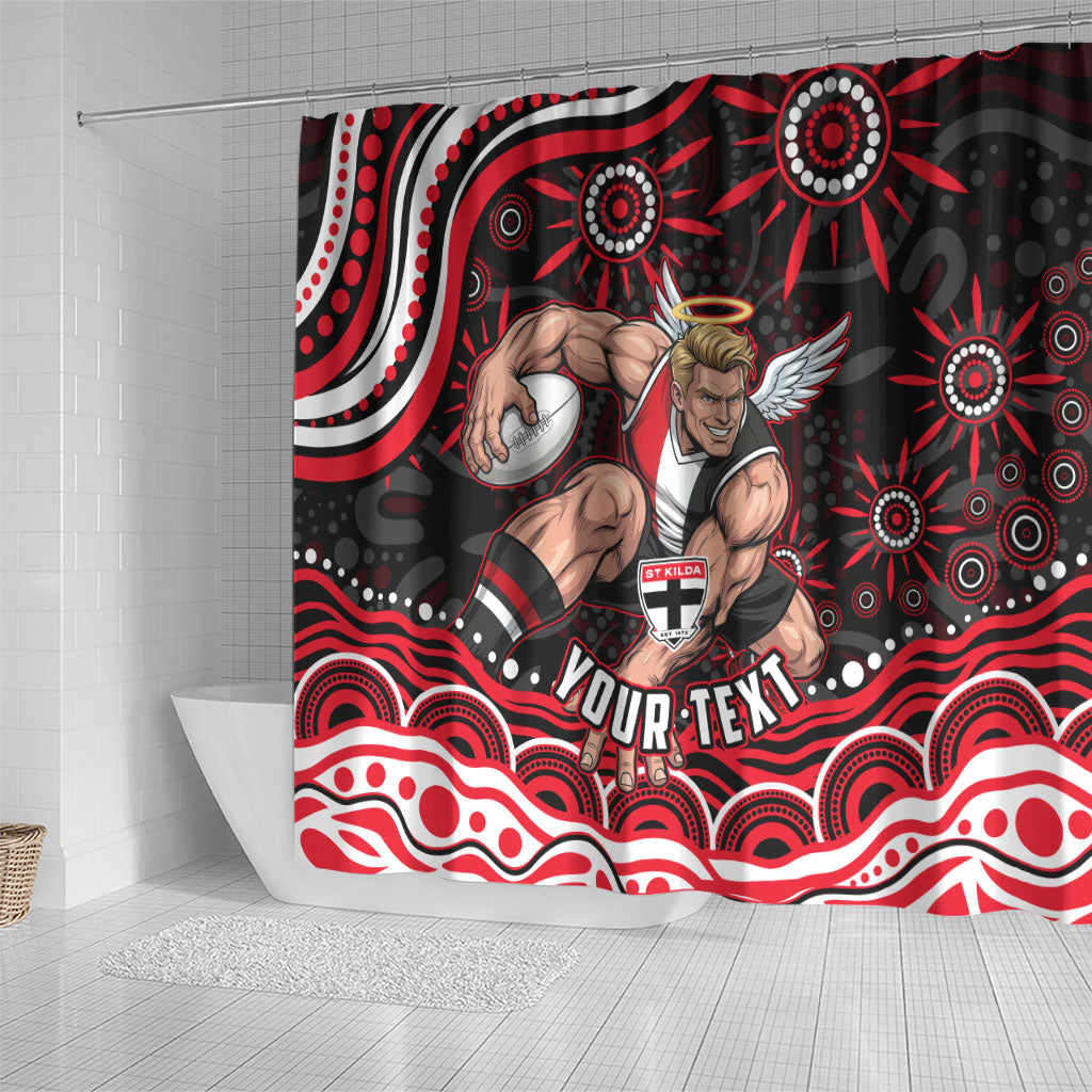 Personalized St Kilda Saints Footy Mascot Shower Curtain Aboriginal Dot Art - Dreamtime Football Mascot