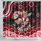 Personalized St Kilda Saints Footy Mascot Shower Curtain Aboriginal Dot Art - Dreamtime Football Mascot