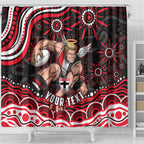 Personalized St Kilda Saints Footy Mascot Shower Curtain Aboriginal Dot Art - Dreamtime Football Mascot