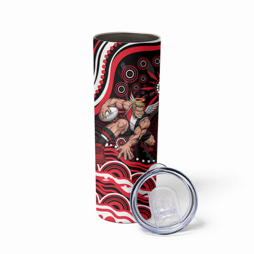 Personalized St Kilda Saints Footy Mascot Skinny Tumbler Aboriginal Dot Art - Dreamtime Football Mascot