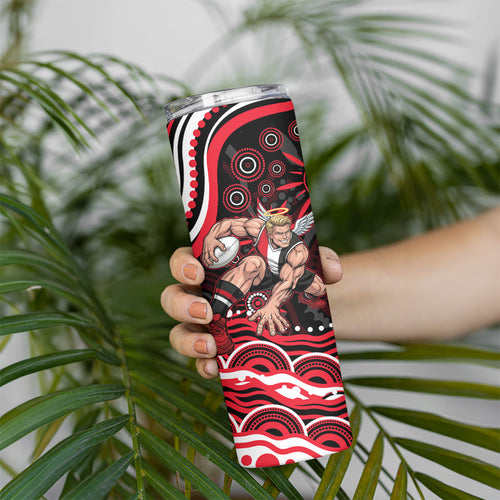 Personalized St Kilda Saints Footy Mascot Skinny Tumbler Aboriginal Dot Art - Dreamtime Football Mascot