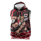 Personalized St Kilda Saints Footy Mascot Sleeveless Hoodie Aboriginal Dot Art - Dreamtime Football Mascot
