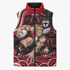 Personalized St Kilda Saints Footy Mascot Sleeveless Puffer Jacket Aboriginal Dot Art - Dreamtime Football Mascot