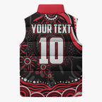 Personalized St Kilda Saints Footy Mascot Sleeveless Puffer Jacket Aboriginal Dot Art - Dreamtime Football Mascot