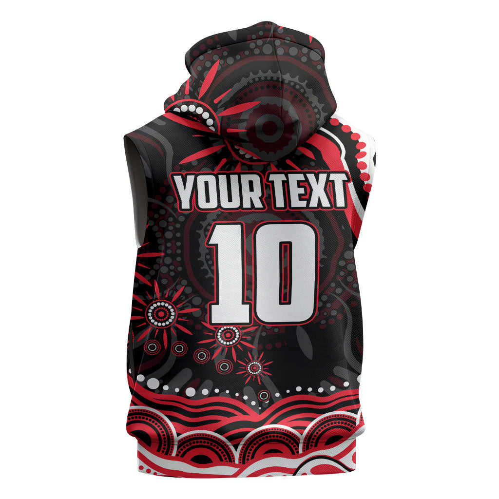 Personalized St Kilda Saints Footy Mascot Sleeveless Zip Hoodie Aboriginal Dot Art - Dreamtime Football Mascot