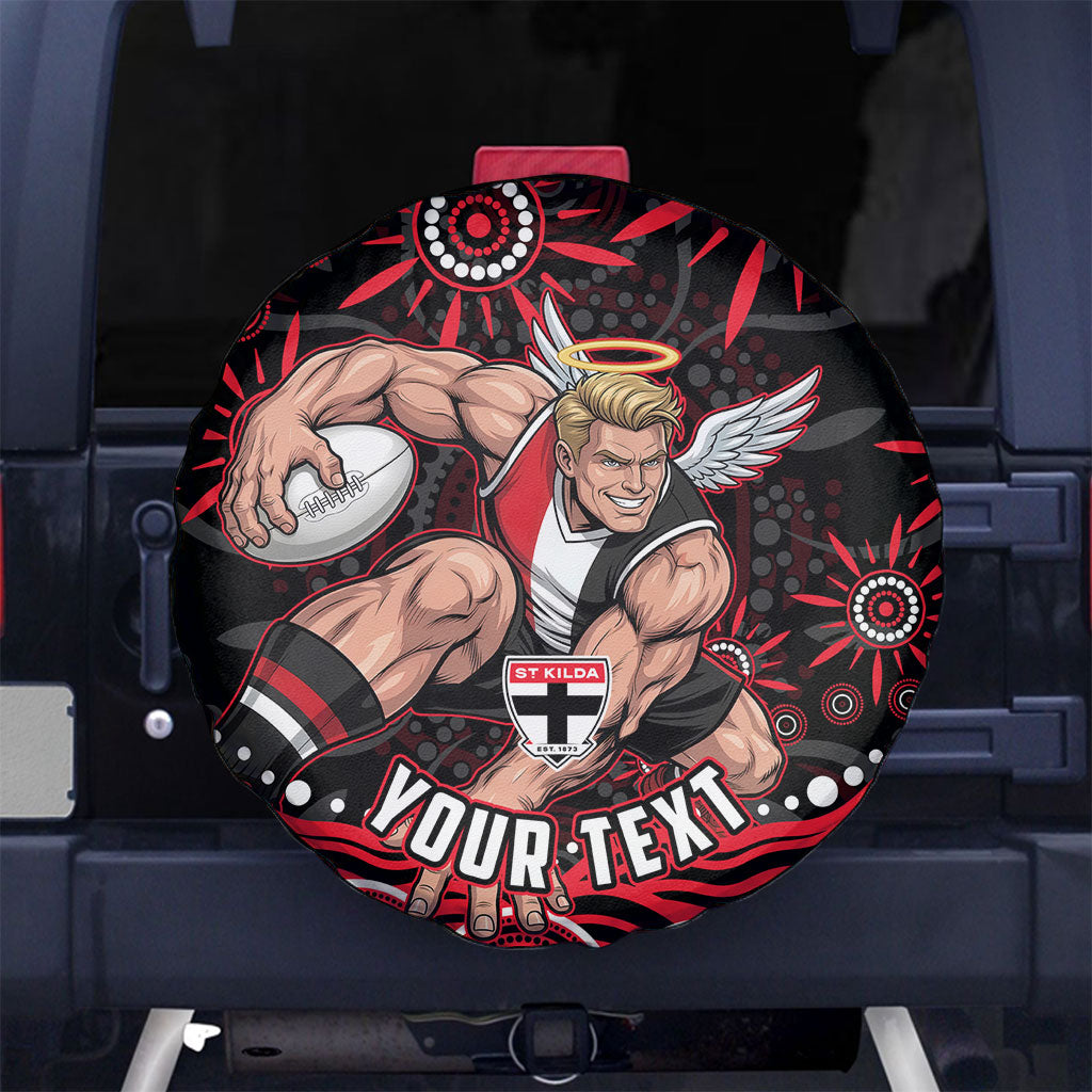 Personalized St Kilda Saints Footy Mascot Spare Tire Cover Aboriginal Dot Art - Dreamtime Football Mascot
