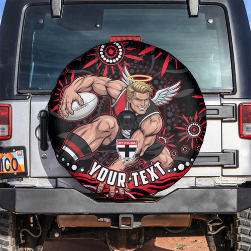 Personalized St Kilda Saints Footy Mascot Spare Tire Cover Aboriginal Dot Art - Dreamtime Football Mascot