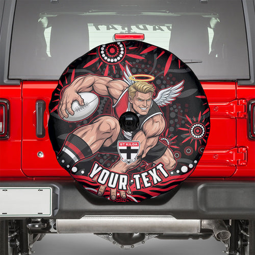 Personalized St Kilda Saints Footy Mascot Spare Tire Cover Aboriginal Dot Art - Dreamtime Football Mascot
