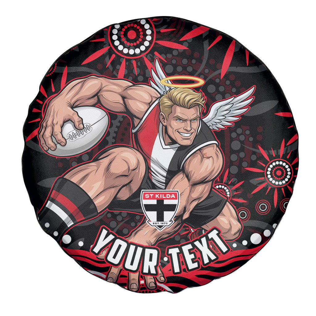 Personalized St Kilda Saints Footy Mascot Spare Tire Cover Aboriginal Dot Art - Dreamtime Football Mascot