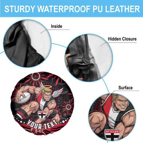 Personalized St Kilda Saints Footy Mascot Spare Tire Cover Aboriginal Dot Art - Dreamtime Football Mascot