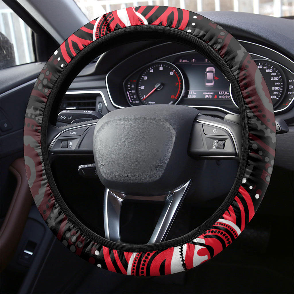 St Kilda Saints Footy Mascot Steering Wheel Cover Aboriginal Dot Art - Dreamtime Football Mascot