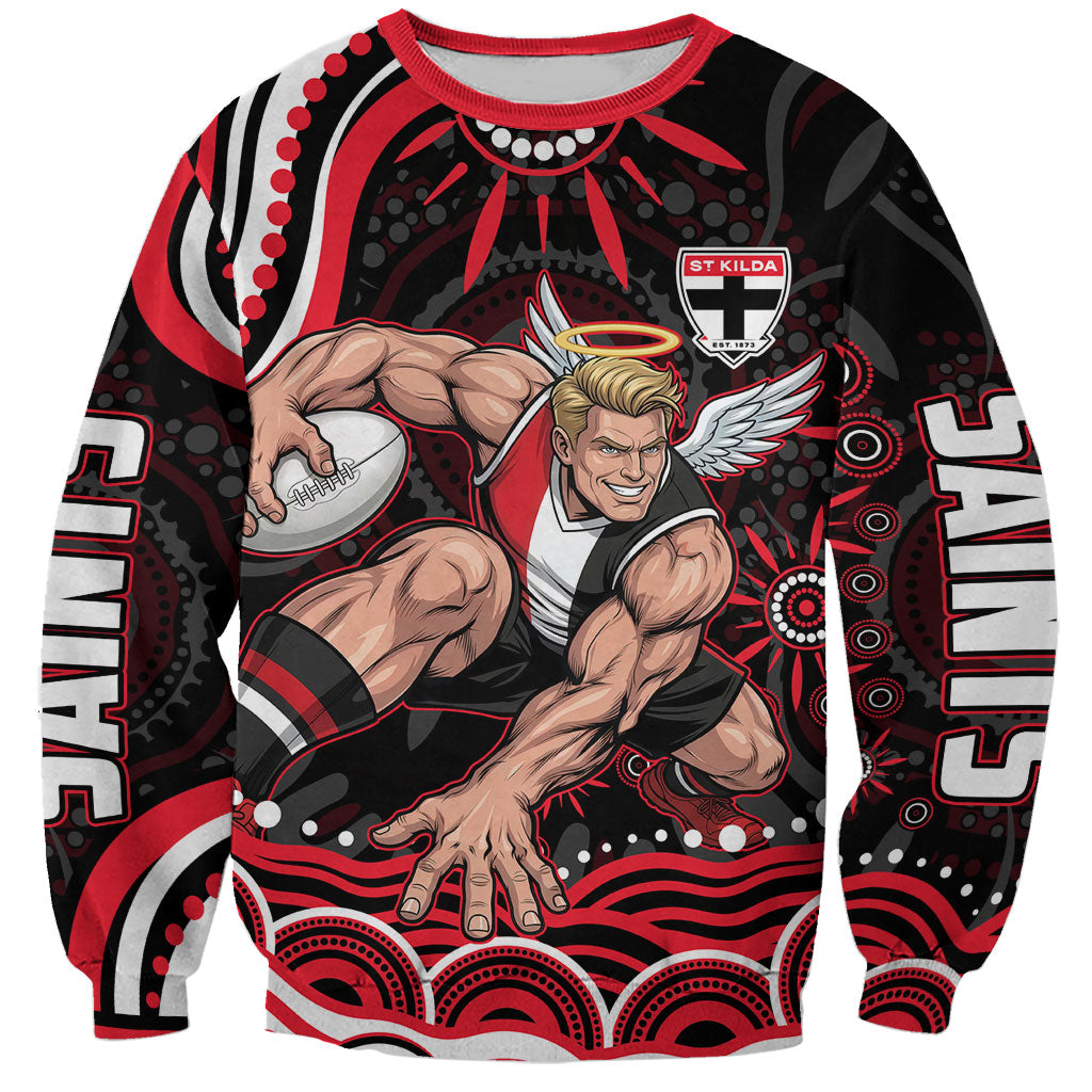 Personalized St Kilda Saints Footy Mascot Sweatshirt Aboriginal Dot Art - Dreamtime Football Mascot