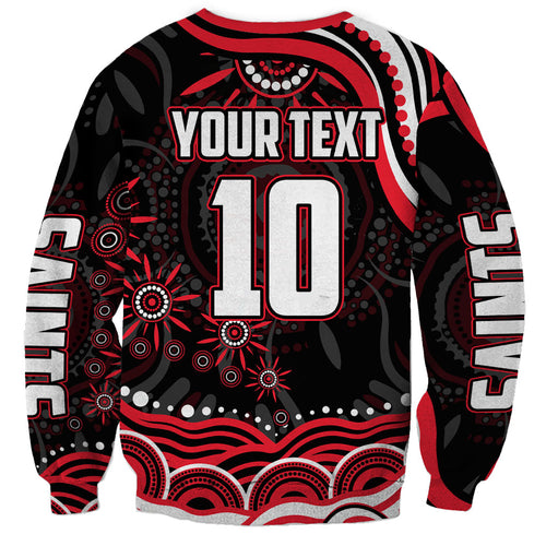 Personalized St Kilda Saints Footy Mascot Sweatshirt Aboriginal Dot Art - Dreamtime Football Mascot