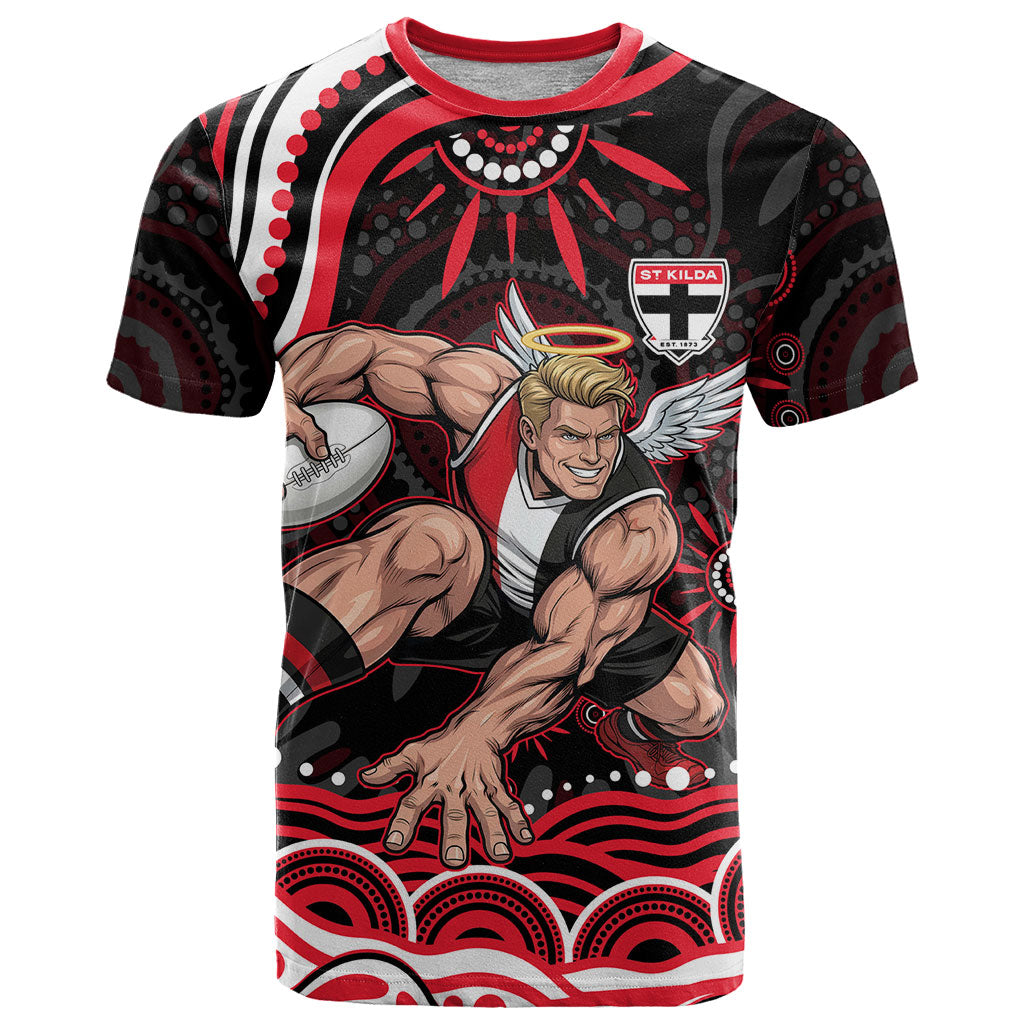 Personalized St Kilda Saints Footy Mascot T Shirt Aboriginal Dot Art - Dreamtime Football Mascot