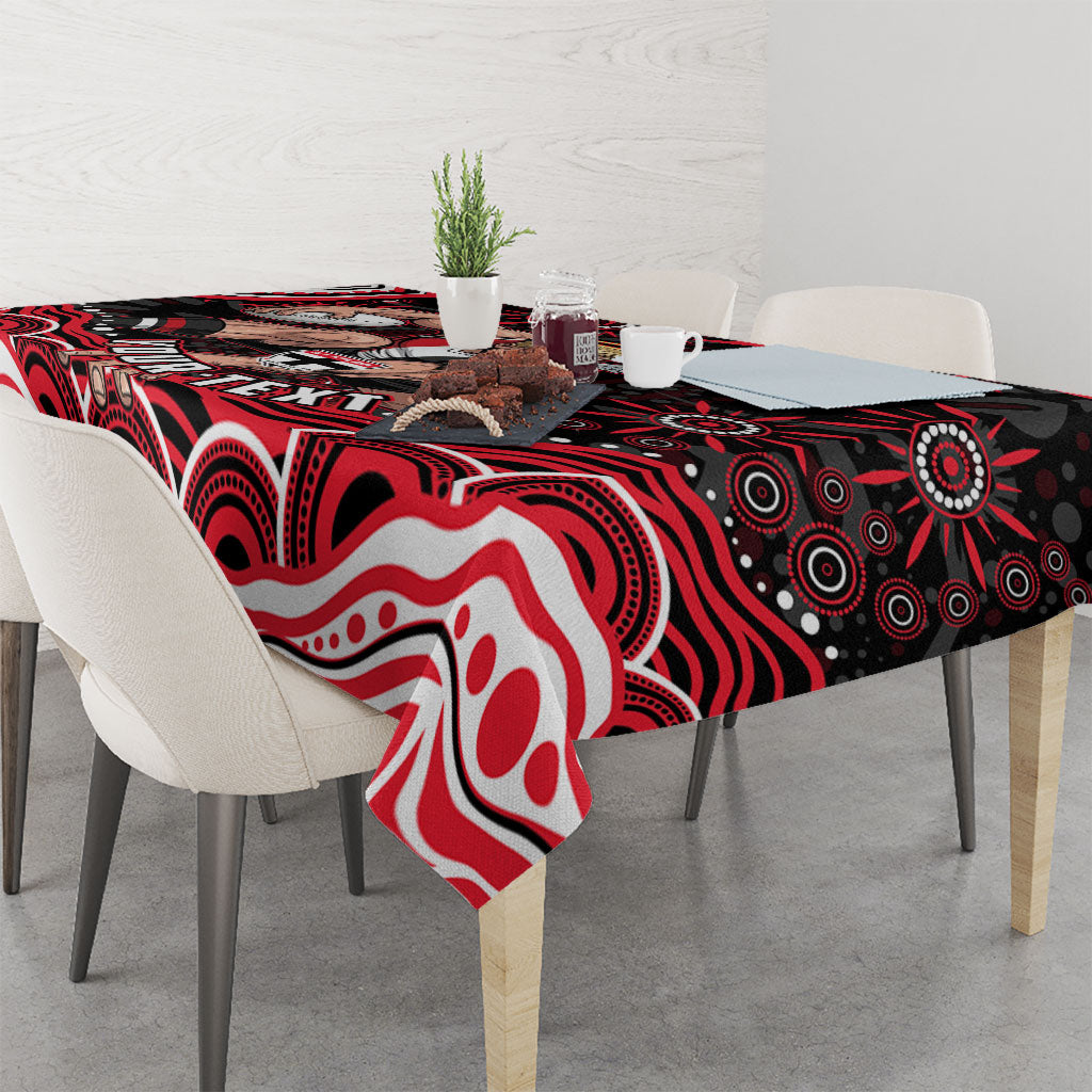 Personalized St Kilda Saints Footy Mascot Tablecloth Aboriginal Dot Art - Dreamtime Football Mascot