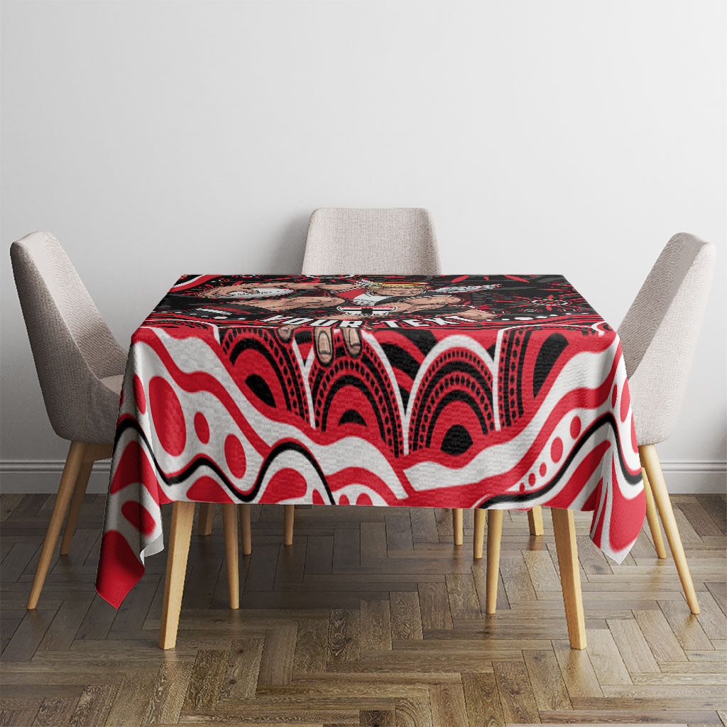 Personalized St Kilda Saints Footy Mascot Tablecloth Aboriginal Dot Art - Dreamtime Football Mascot