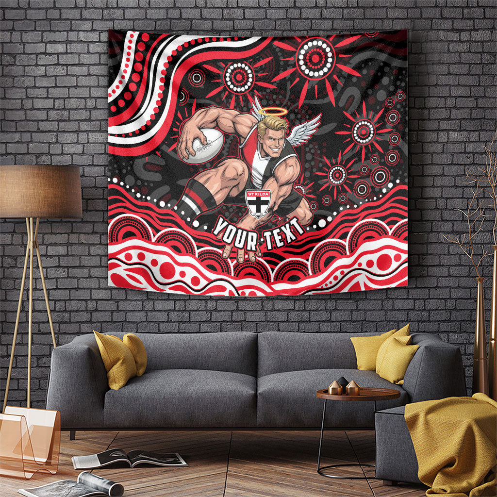 Personalized St Kilda Saints Footy Mascot Tapestry Aboriginal Dot Art - Dreamtime Football Mascot