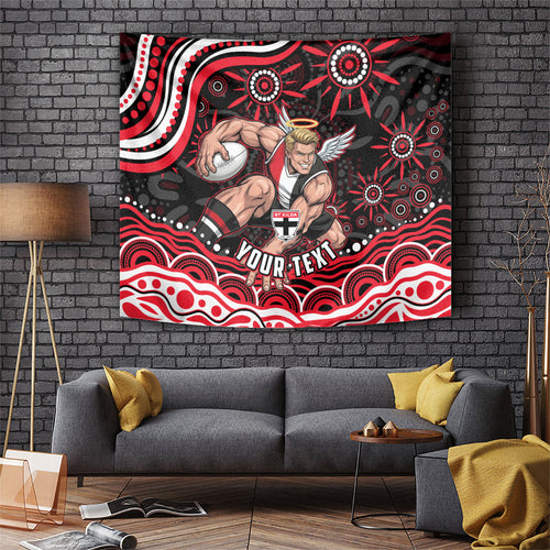 Personalized St Kilda Saints Footy Mascot Tapestry Aboriginal Dot Art - Dreamtime Football Mascot