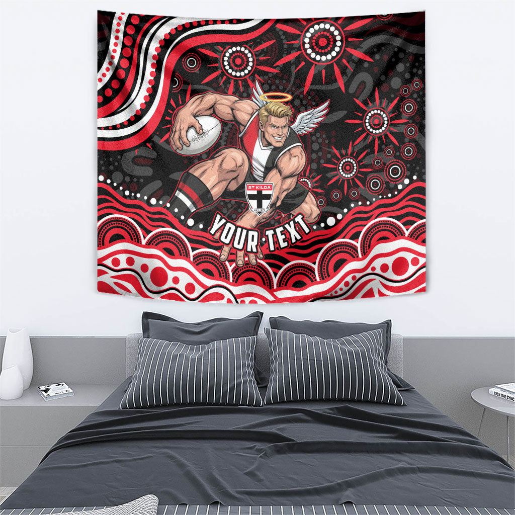 Personalized St Kilda Saints Footy Mascot Tapestry Aboriginal Dot Art - Dreamtime Football Mascot