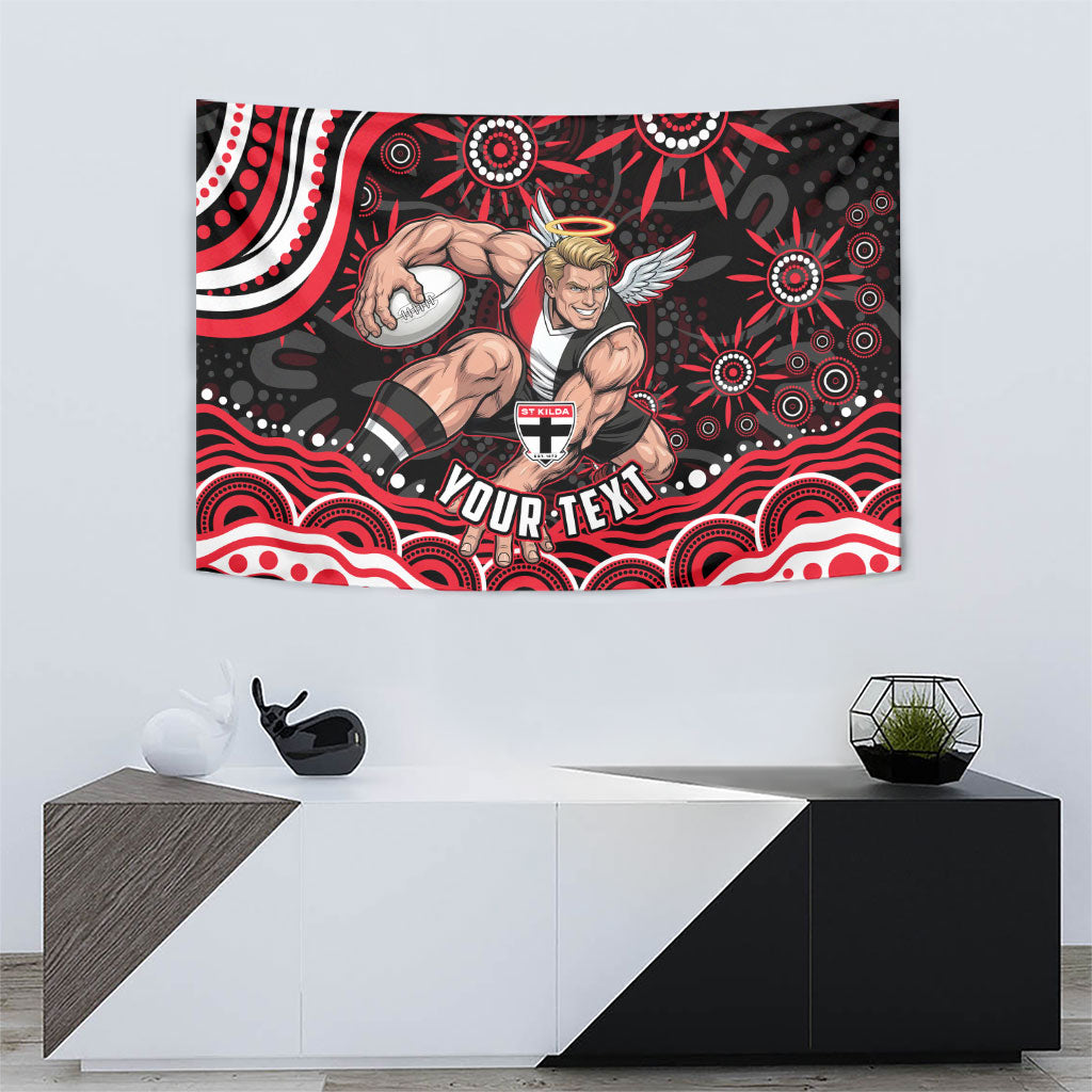 Personalized St Kilda Saints Footy Mascot Tapestry Aboriginal Dot Art - Dreamtime Football Mascot