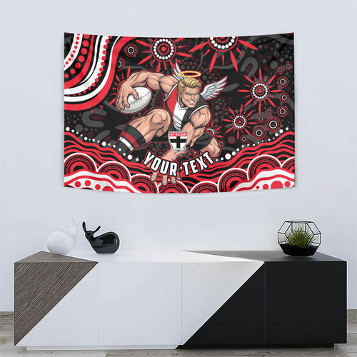Personalized St Kilda Saints Footy Mascot Tapestry Aboriginal Dot Art - Dreamtime Football Mascot