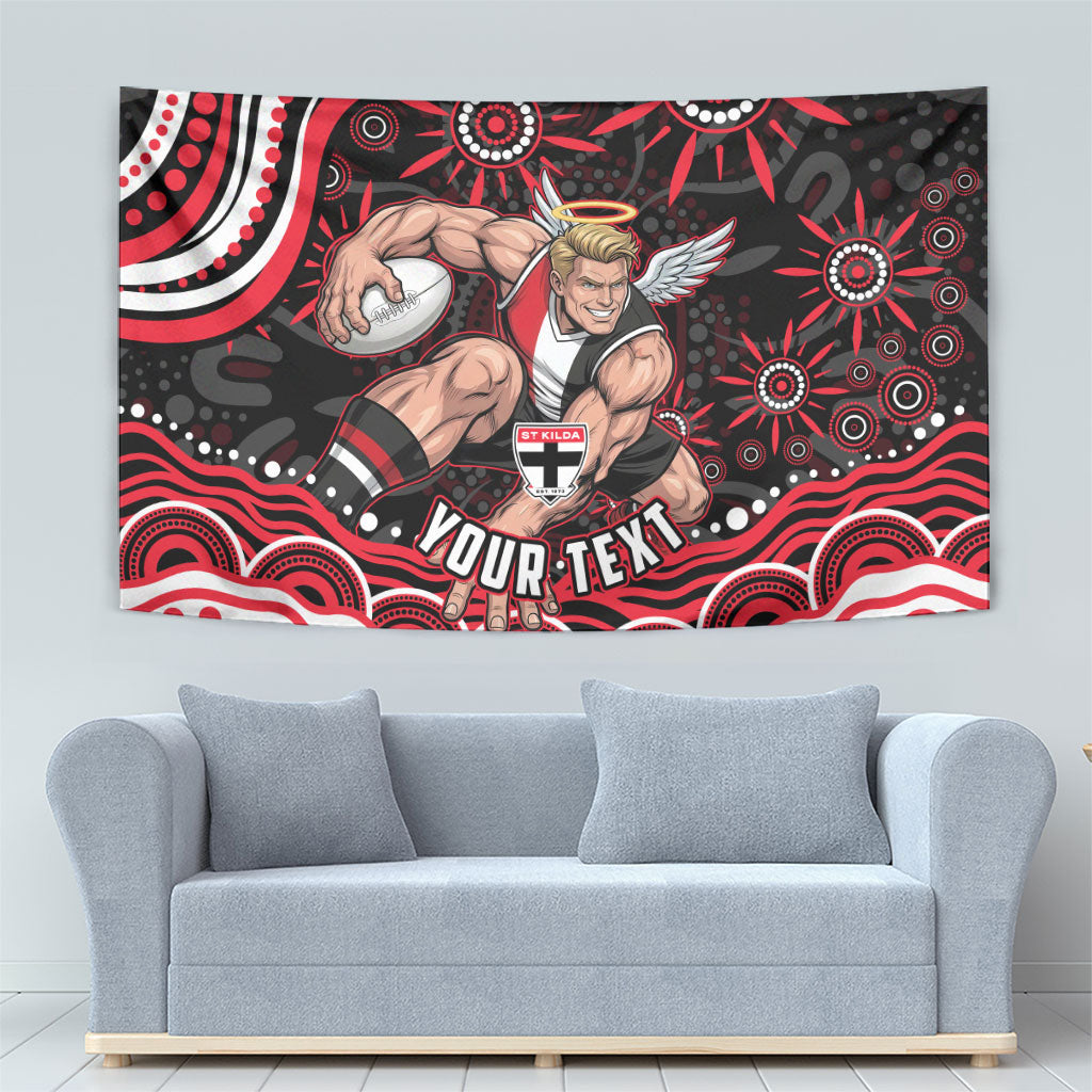 Personalized St Kilda Saints Footy Mascot Tapestry Aboriginal Dot Art - Dreamtime Football Mascot
