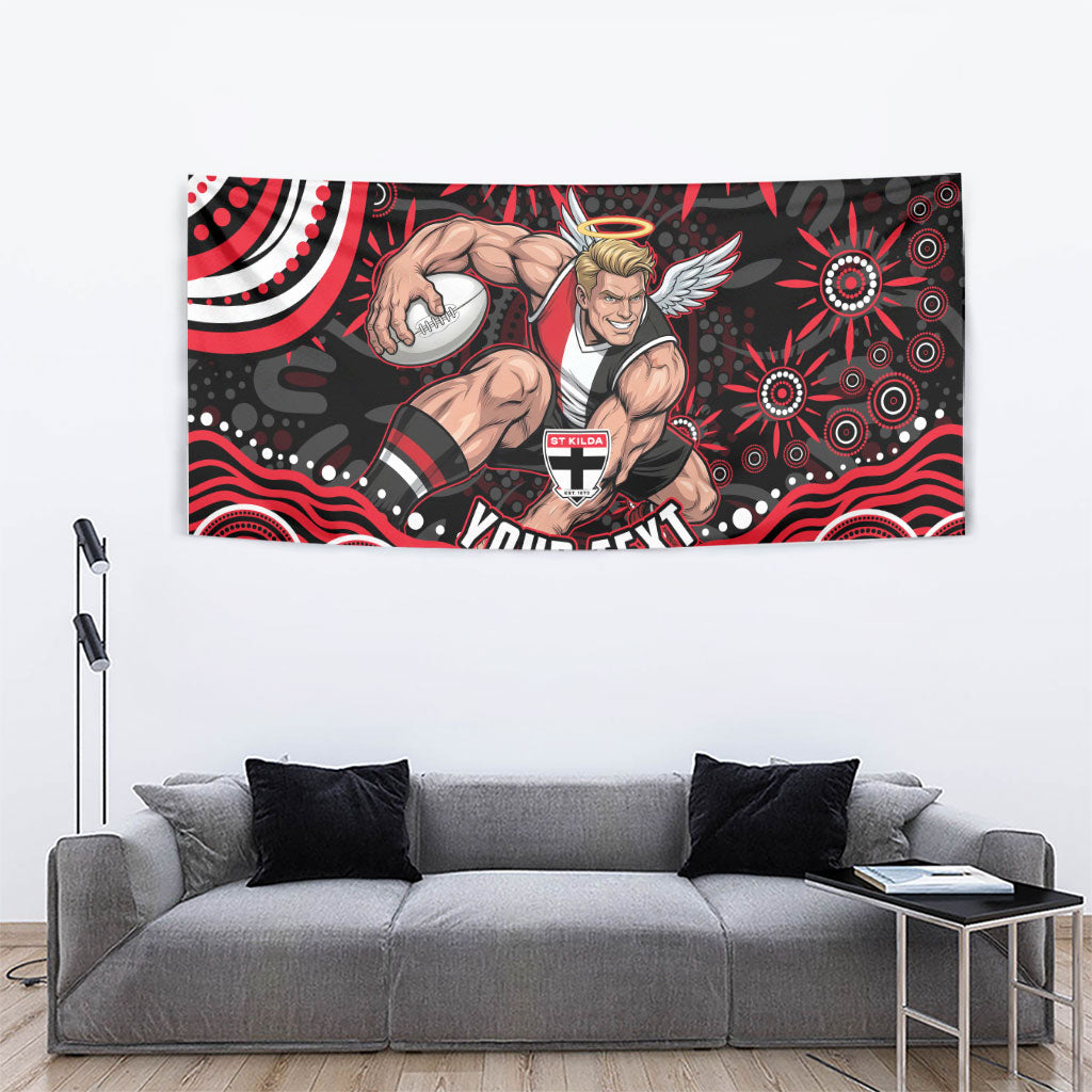 Personalized St Kilda Saints Footy Mascot Tapestry Aboriginal Dot Art - Dreamtime Football Mascot