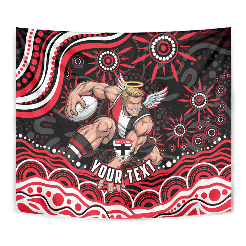 Personalized St Kilda Saints Footy Mascot Tapestry Aboriginal Dot Art - Dreamtime Football Mascot