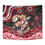Personalized St Kilda Saints Footy Mascot Tapestry Aboriginal Dot Art - Dreamtime Football Mascot