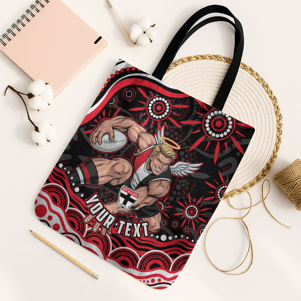 Personalized St Kilda Saints Footy Mascot Tote Bag Aboriginal Dot Art - Dreamtime Football Mascot