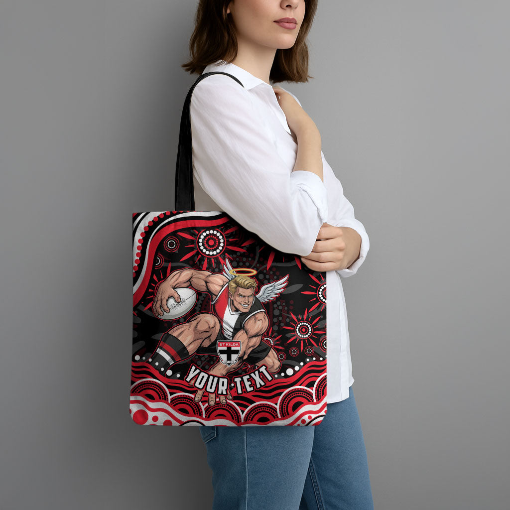 Personalized St Kilda Saints Footy Mascot Tote Bag Aboriginal Dot Art - Dreamtime Football Mascot