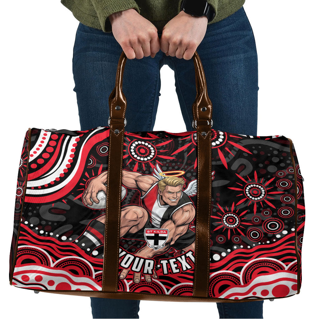 Personalized St Kilda Saints Footy Mascot Travel Bag Aboriginal Dot Art - Dreamtime Football Mascot