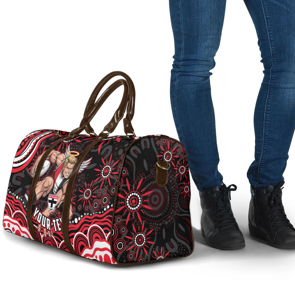 Personalized St Kilda Saints Footy Mascot Travel Bag Aboriginal Dot Art - Dreamtime Football Mascot