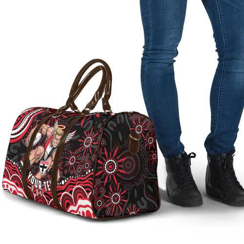 Personalized St Kilda Saints Footy Mascot Travel Bag Aboriginal Dot Art - Dreamtime Football Mascot